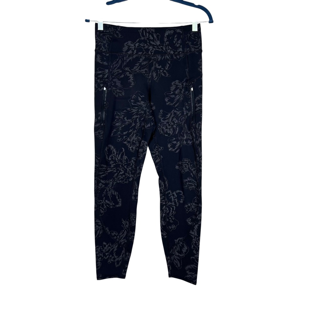Athleta Rainier Reflective Tight Floral Leggings Black Small 985307 08/22